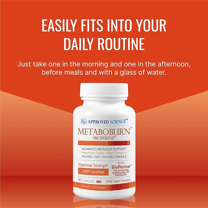 Approved Science Metaboburn - Metabolic Support - Green Tea and BioPerine - High-Potency Extract - 50% EGCG - Non-GMO, Allergen-Free, Vegan - 60 Capsules - Pack of 6 - Made in The USA