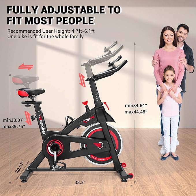 Exercise Bike, Wenoker Stationary Bike for Home, App Supported Indoor Bike with Silent Belt Drive, Heavy Flywheel, Multi-grips Handlebar and Upgraded Digital Display