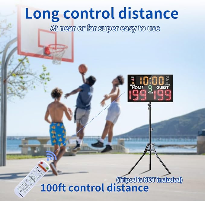 YZ 2025 Bigger LED Digital Scoreboard, Portable Basketball Scoreboard with Timer Clock, Electronic Scoreboard with Remote, Tabletop Scoreboard Clock, Score Keeper for Outdoor Game