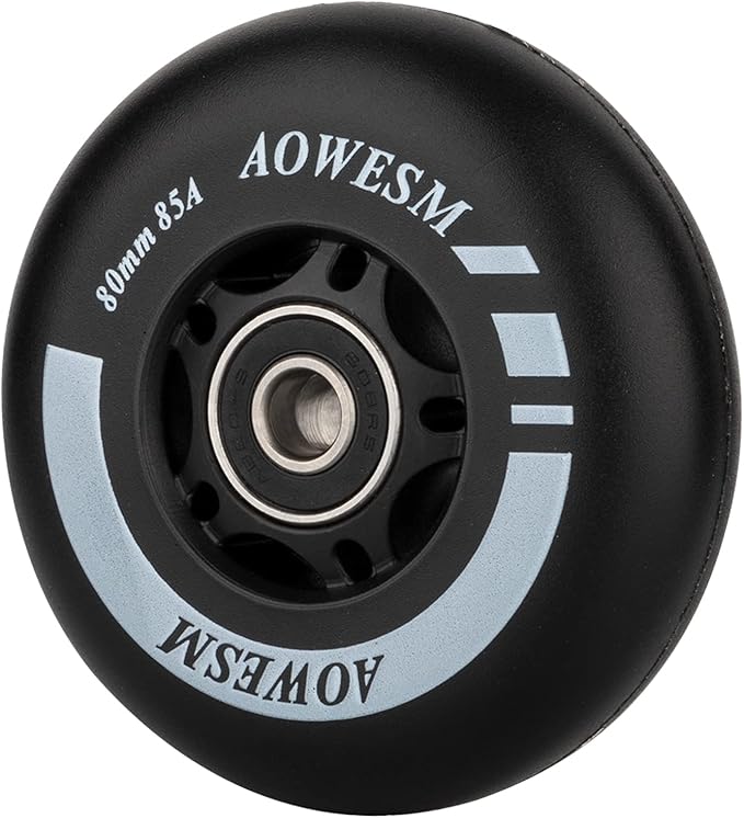 AOWESM Inline Skate Wheels 80mm 76mm 72mm 85a Outdoor Indoor Black Blue Red Roller Hockey Blades Replacement Wheels w/Bearings ABEC-9 and Floating Spacers (8-Pack)