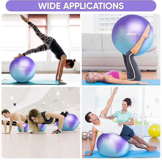 APEXUP Yoga & Pilates Ball - Anti Slip Heavy Duty Gym Ball for Fitness, Balance & Core Workout