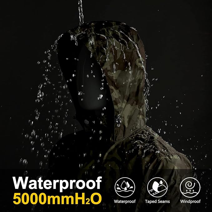 33,000ft Packable Rain Jacket Men's Lightweight Waterproof Rain Shell Jacket Raincoat with Hood for Golf Cycling Windbreaker