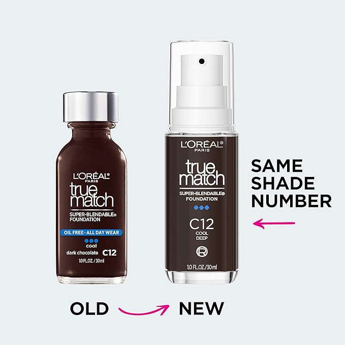 L’Oréal Paris True Match Super-Blendable Foundation, Medium Coverage Liquid Foundation Makeup with SPF 17, W10, Deep, 1 Fl Oz (Pack of 2)