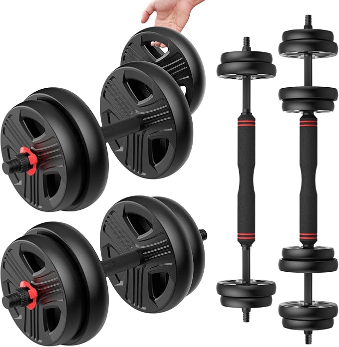 Adjustable Dumbbells, 20/30/40/55/60/70/80/90lbs Free Weight Set with Connector, 2 or 3 in 1 Dumbbells Used as Barbell, Kettlebells, Fitness Exercises for Home Gym Suitable for Men/Women