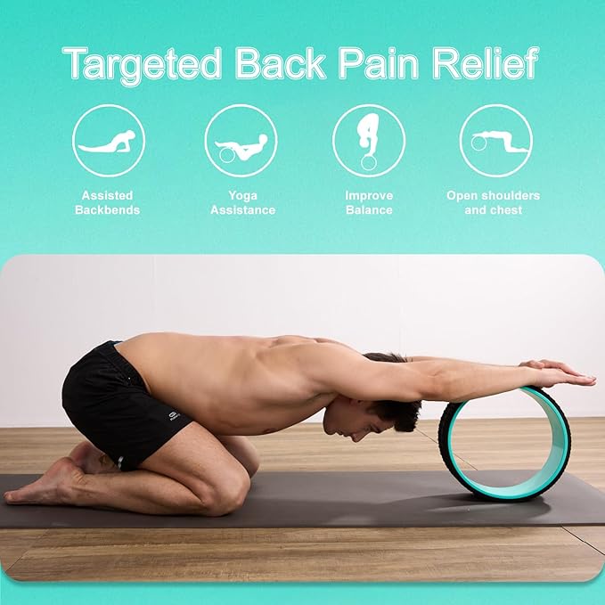 Back Roller Wheel 4 Pack - Yoga Wheel for Back Pain & Stretching,Back Roller for Deep Tissue Massage, Back Wheel for Physical Therapy & Exercise