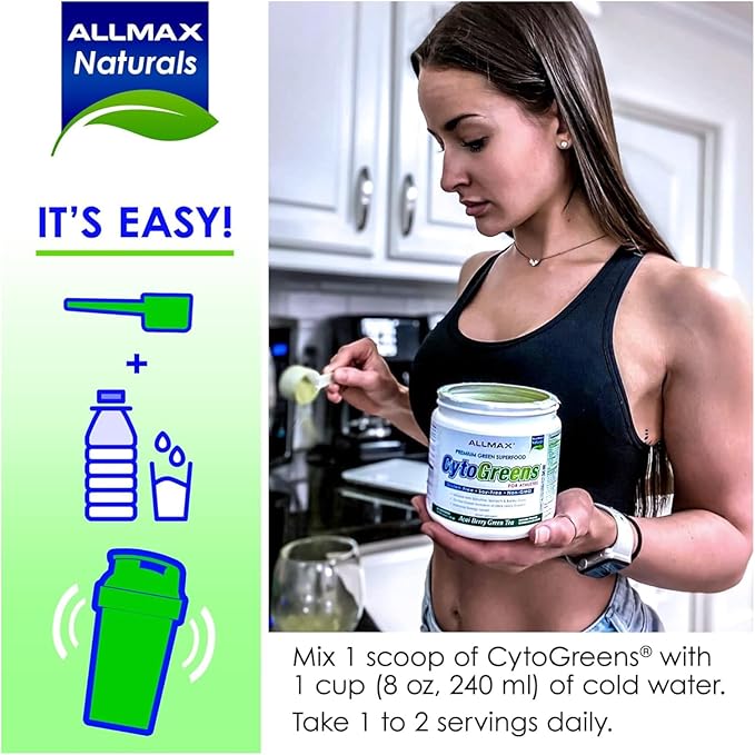 ALLMAX Nutrition - Cytogreens Super Greens Powder, Infused with Spirulina, Spinach & Barley Grass, Supports Immune & Digestive Health, Gluten Free & Vegan, 60 Servings (Acai Berry Green Tea)