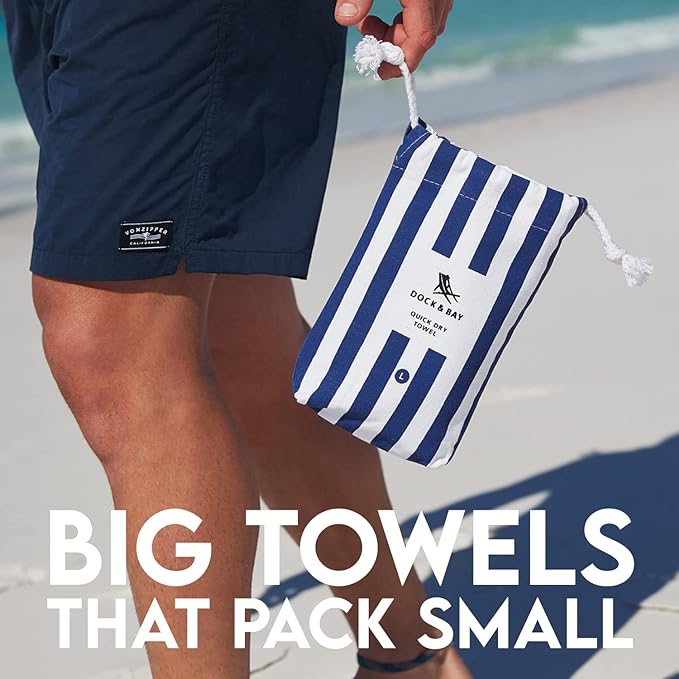 Dock & Bay Beach Towel - Quick Dry, Sand Free - Compact, Lightweight - 100% Recycled - Includes Bag - Cabana - Cayman Khaki - Extra Large (200x90cm, 78x35)