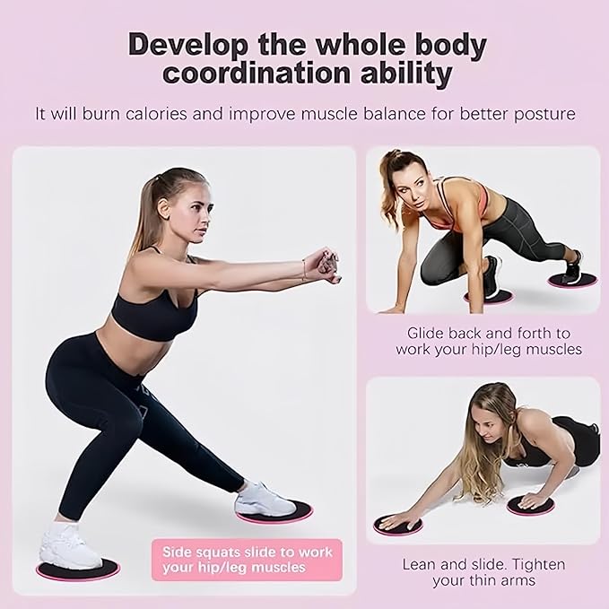 Exercise Core Sliders, Dual Sided Exercise Gliding Discs Use on Carpet or Hardwood Floors, Light and Portable, Perfect for Abdominal&Core Workouts