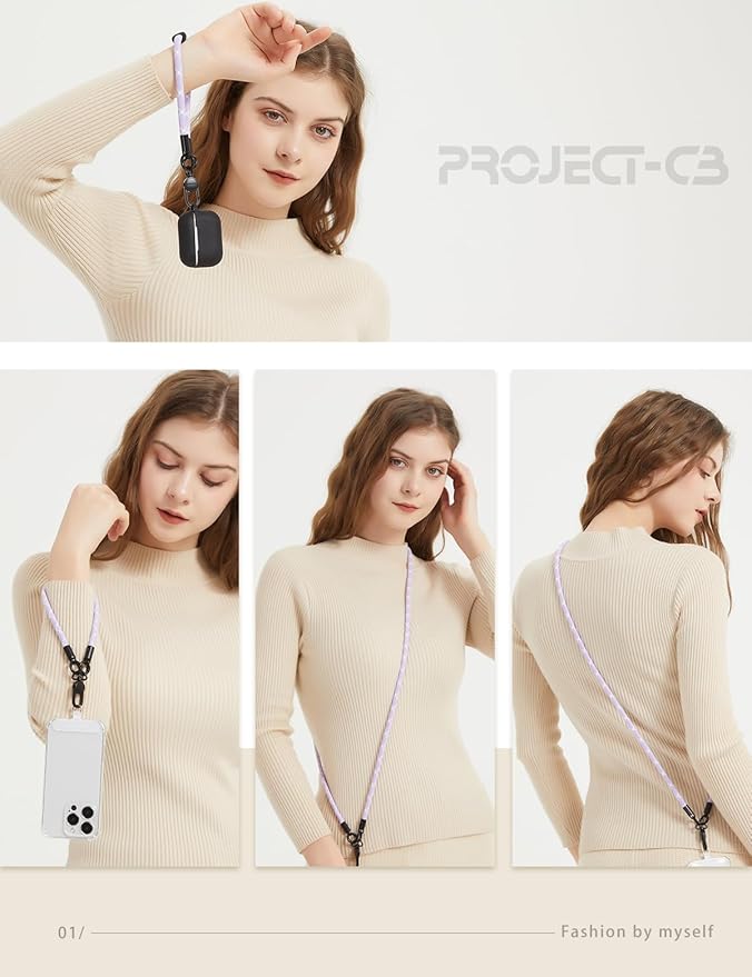 project-cb Phone Wrist Strap 1,Tether Tab 2,Phone Wristlet,Lanyard Wrist Strap,Key Holder,KeyChain,KeyRing×2(FoggyBlack-S)