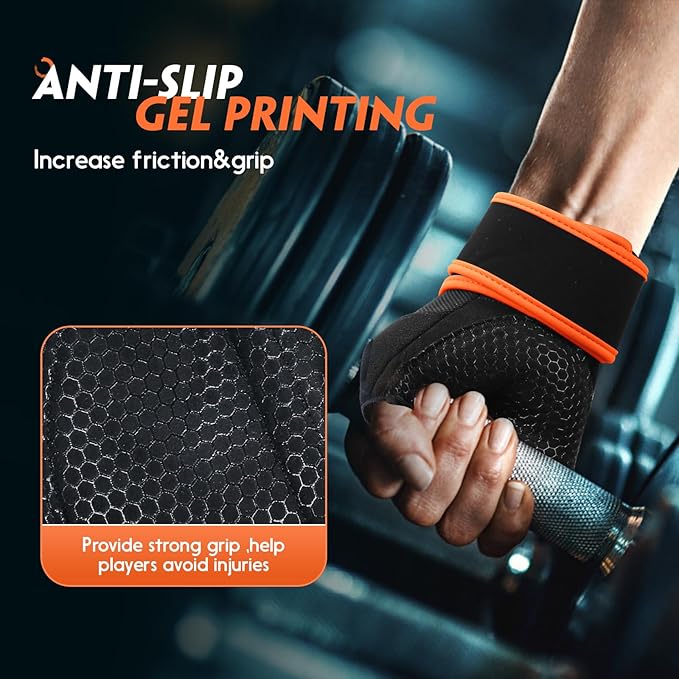 Workout Gloves Gym Gloves Weight Lifting Gloves for Men Women with Full Palm Pad,Strong Wrist Wraps Support,Enhanced Grip,for Fitness,Training,Weightlifting,Exercise