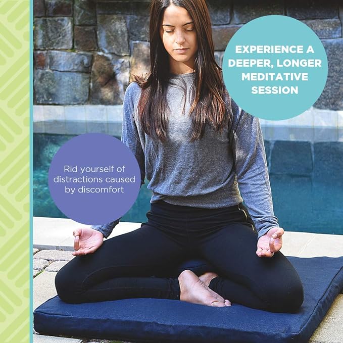 BEAN PRODUCTS MEDITATION CUSHION - Zabuton Meditation Pillows for Sitting on Floor, Yoga Cushion, Cotton Yoga Pillow, Zen Kneeling Prayer Pad- MADE IN USA - Standard 24x24x2, STONE GRAY