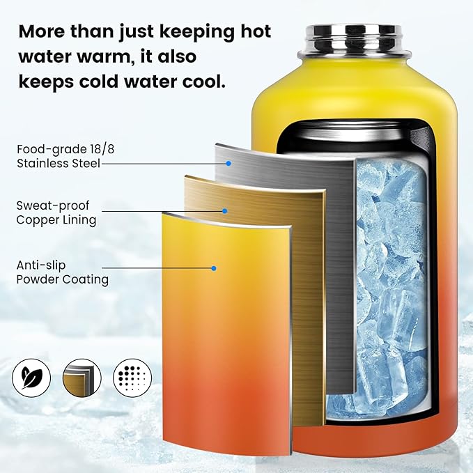 Insulated Water Bottle 40 oz, Triple Wall Vacuum Stainless Steel(Cold for 48 Hrs),Leak Proof & BPA-Free,Simple Modern Water Bottle with Drink-Through Lid & Flip Straw for Sports & Travel, Sunset