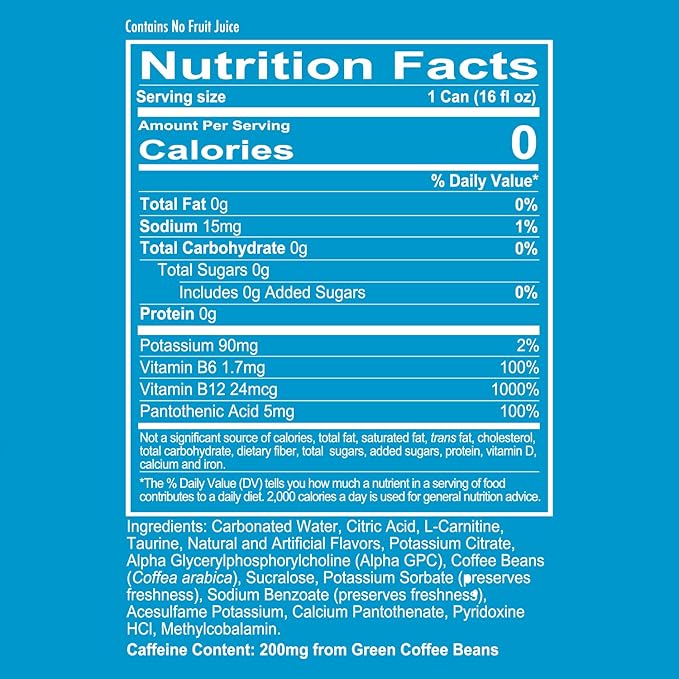 REDCON1 Energy High Performance Drink, Vice City - Zero Sugar Energy Drink with Alpha GPC Nootropic - 200mg of Natural Caffeine from Green Coffee Beans - Vitamin B6, B12 & B5 to Boost Mood (12 ct)