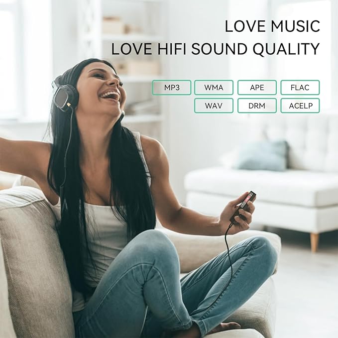 AGPTEK A02 MP3 Player with Bluetooth 5.3, 1.8 inch Screen Portable Music Player with Speaker, FM Radio, Voice Recorder, Supports Expanded Up to 128GB(Black, 32GB)