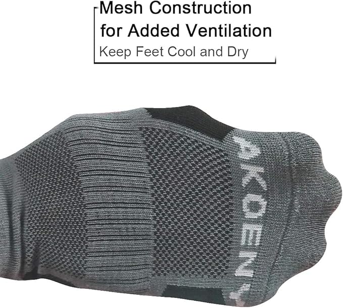 AKOENY Men's Performance Athletic Cushioned Quarter Ankle Socks (6 Pairs)