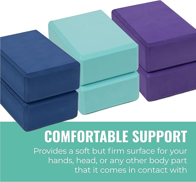 3" Yoga Block, 10 Pack Bulk EVA Foam Yoga Blocks, Firm and Supportive Yoga Brick, Balance Foam for Stretching, Pilates, and Workout, 3" x 6" x 9"