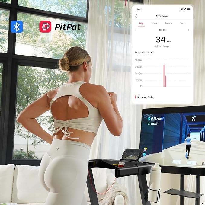 DeerRun Treadmills for Home with Incline and Handles, 3.5 HP Foldable Treadmill 350 LBS Weight Capacity for Small Spaces, Folding Running Machine with Smart APP