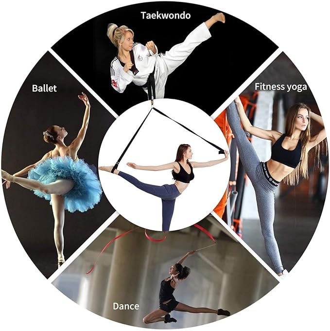 Stretching Strap with Door Anchor & Resistance Band – Improve Leg Stretch Flexibility for Splits, Ballet, Dance, Cheer, Yoga & Gymnastics - Home Leg Stretcher Trainer Equipment Stuff for All Levels