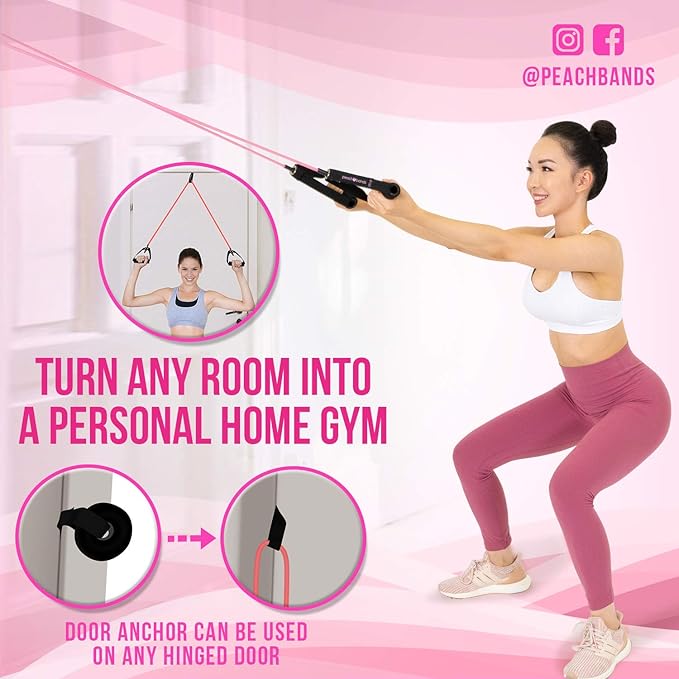 Peach Bands Resistance Tube Bands Set - Exercise Bands with Handles, Door Anchor and Workout Guide