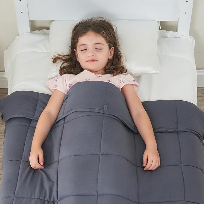 yescool Weighted Blanket (7 lbs, 41" x 60", Grey) Cooling Heavy Blanket for Sleeping Perfect for 60-90 lbs, Breathable Blanket with Premium Glass Bead, Machine Washable