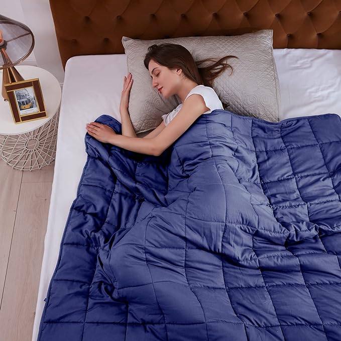 L'AGRATY Weighted Blanket - 60"x80" 20lbs Cooling Breathable Heavy Blanket Microfiber Material with Glass Beads for Adult All-Season Summer Fall Winter Soft Thick Comfort