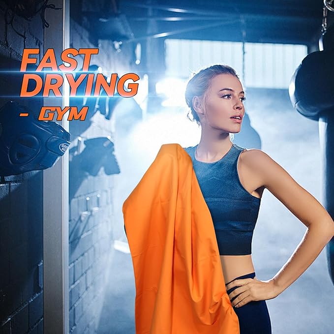 Microfiber Beach Towel-Perfect for Travel, Sports, Camping, Swimming, Yoga, Gym- Quick Dry, Sand Free, Compact, Lightweight, Absorbent (Orange, Medium(130x70cm, 51x27”))