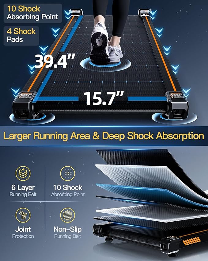 Walking Pad Treadmill with Auto Incline, 6 in 1 Under Desk Treadmill, 6-Level Incline Treadmills, 2.5HP Portable Treadmills for Home with 330LBS Capacity, LED Display, Remote Control