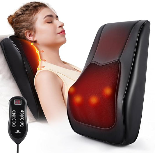 Back Massager with Heat, Neck Massager for Pain Relief Deep Tissue 3D Shiatsu Kneading Electric Massage Pillow for Whole Body Relaxation, Home, Car, Office Use, Gifts for Mom, Dad, Women, Men