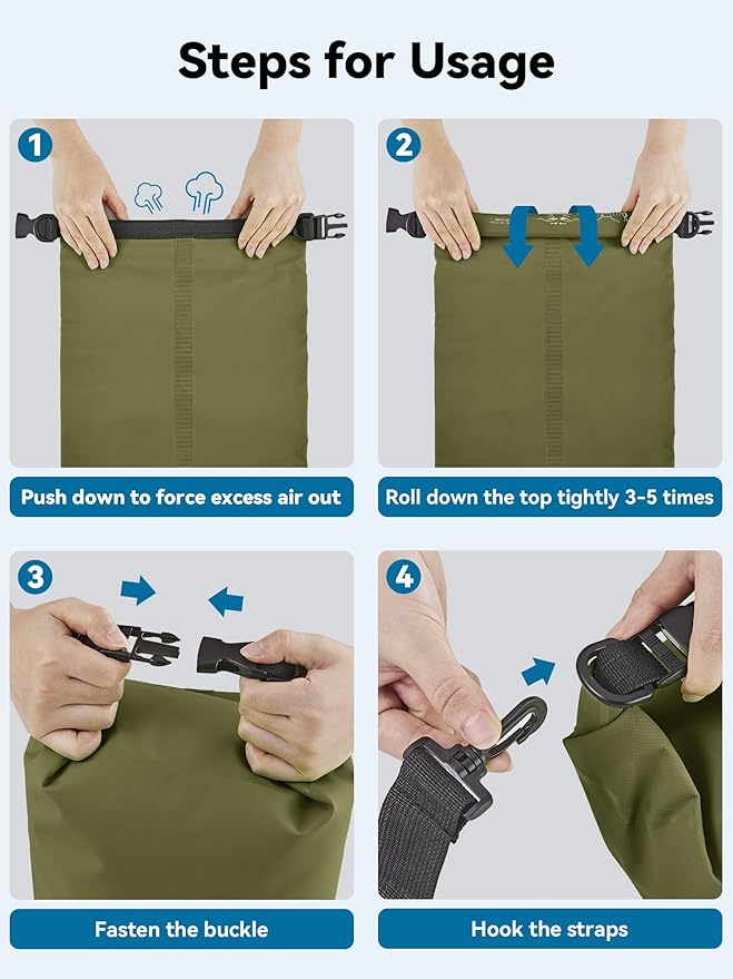 HEETA Waterproof Dry Bag for Women Men(Upgraded Version) 5L/10L/20L/30L/40L Roll Top Lightweight Dry Storage Bag Backpack with Emergency Whistle for Travel, Swimming, Boating, Kayaking, Camping, Beach