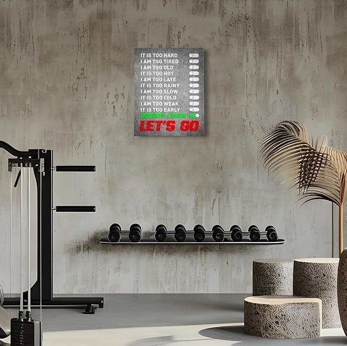 Gym Quotes Wall Art,Inspirational Workout Wall Decor,Let's Go Canvas Wall Art for Home Gym Exercise Fitness Room