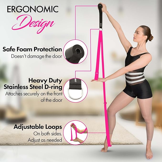 Stretching Strap With Door Anchor - Stretching Equipment to Improve Legs Flexibility - Splits Trainer For Home Ideal In Ballet, Dance, Cheerleading, Taekwondo, Yoga, Pole Dancing & Gymnastics