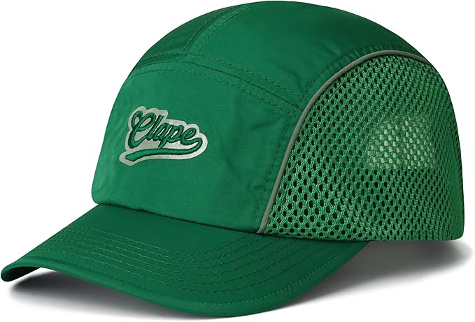 CLAPE Quick Dry 5 Panel Hat for Men, Breathable Mesh Short Brim Baseball Cap, Reflective Ajustable Outdoor Sport Running Hat