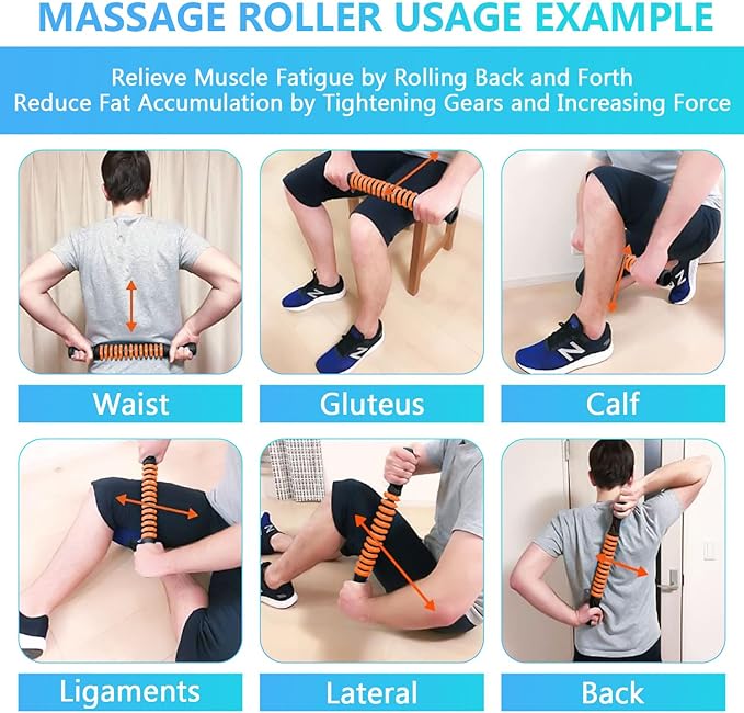 Muscle Roller Stick, Yoga Massage Roller Bar Fitness Beauty Tool for Athletes Relief Leg Back Pain (Orange)