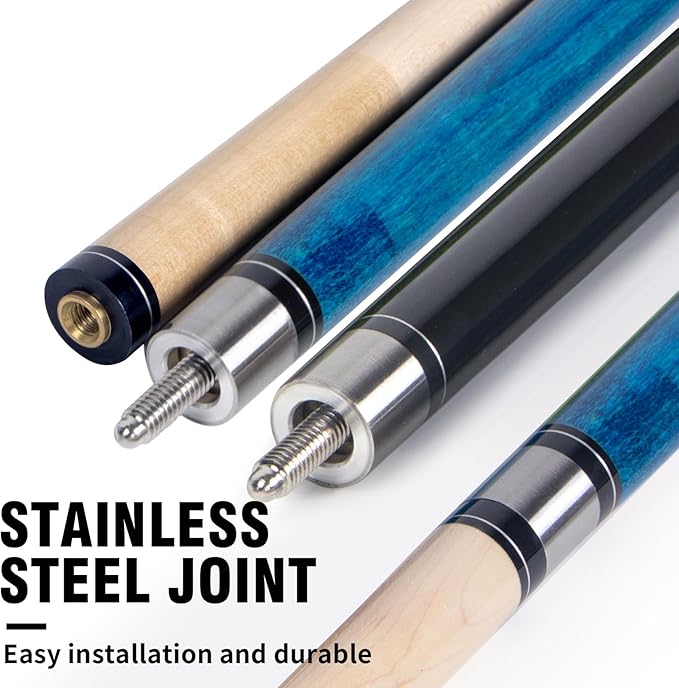 AKLOT Pool Cues,Set of 4 Pool 58" Cue Sticks Canadian Maple Wood Cue Stick for Professional Billiard Players 18 19 20 21 oz