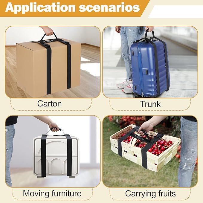 Carrying Strap with Handle, Handheld Belt for Safely Moving and Lifting Heavy Boxes, Adjustable Belt, H-Shaped Style Carry Straps, Suitable for Cylinder, Camping Mat(78.7 inch)