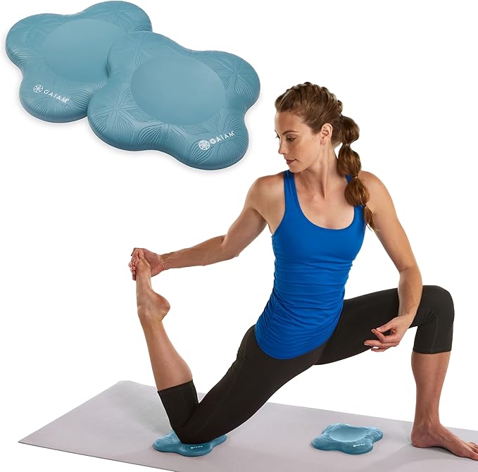 Gaiam Yoga Knee Pads (Set of 2) - Yoga Props and Accessories for Women/Men Cushions Knees and Elbows for Fitness, Travel, Meditation, Kneeling, Balance, Floor, Pilates