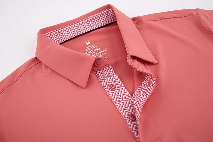 Alex Vando Mens Golf Shirt Moisture Wicking Quick-Dry Solid Short Sleeve Polo Shirts for Men