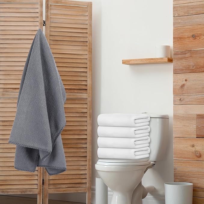 JML Microfiber Towels, Bath Towel Sets (6 Pack, 27" x 55") - Extra Absorbent, Fast Drying, Multipurpose for Bath, Swimming, Fitness, Sports, Yoga, Violet/Coffee/Blue