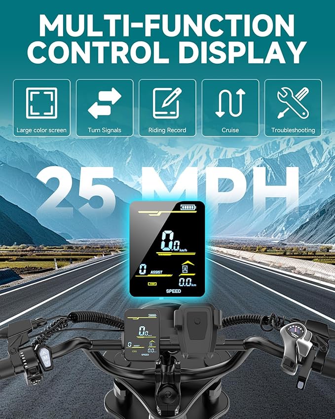 500W/750W Fat Tire Electric Dirt Bike for Adults, 48V 13.5AH/18AH Removable Battery 16"/20" Electric Motorcycle Ebikes with 31MPH Top Speed, 40-70 Miles Range, Full Suspension