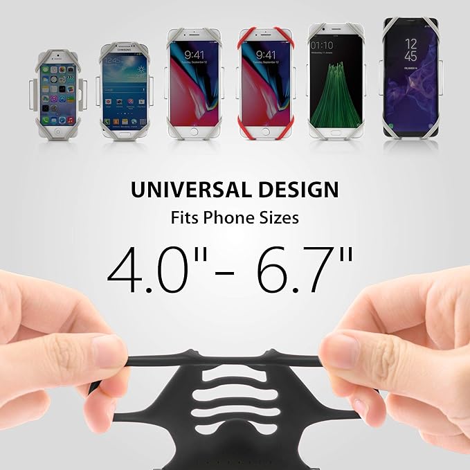 BONE Run Tie, Running Cell Phone Holder, Skin-Friendly & Washable Silicone Sport Armband, Universal Workout Phone Carrier Compatible with Most Smartphone (Black - Size S/Arm Size 7.9-9.8'')