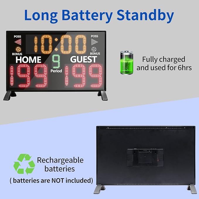 YZ 2025 Bigger LED Digital Scoreboard, Portable Basketball Scoreboard with Timer Clock, Electronic Scoreboard with Remote, Tabletop Scoreboard Clock, Score Keeper for Outdoor Game