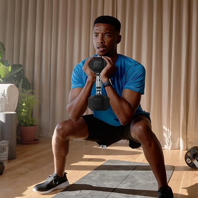 RitFit 250LB/300LB Rubber Hex Dumbbell Sets with Weights Rack, Multiple Color Choices Available, Great Gym Equipment for Home, Strength Training, Workouts