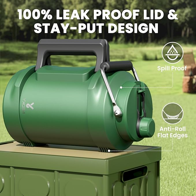 1 Gallon Insulated Water Bottle for Hiking: Meoky 128 oz Triple Wall Vacuum Stainless Steel Metal Water Jug - Top and Side Handles, Cold for 48 Hrs, 2-in-1 Straw and Spout Lid, Leakproof for Gym (Fir)