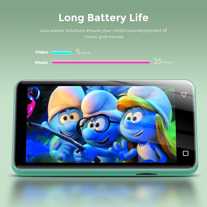 innioasis 80GB MP3 Player with Bluetooth and WiFi, MP3 Player for Kids with Spotify, Spotify Kids, Pandora, Audible, 4.0" Touch Screen Music Player with Parental Controls, Up to 1TB (White+ Green)