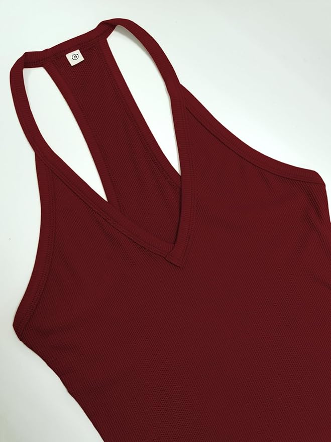 iGENJUN Workout Tops for Women Racerback Basic Tank Summer 2025 Camisole V Neck Slim Fit Ribbed Sleeveless