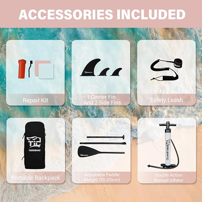 11'6"/11'/10' Inflatable Paddle Board with Complete Accessories, Versatile Premium Paddle Boards for Adults/Youth, Stand Up Paddle Board Polar/Wave/Sunny Wave Collection