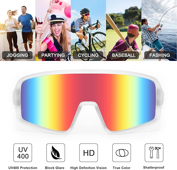 Karsaer Vision Sports Sunglasses Cycling Glasses Baseball Softball Sunglasses Unisex for Adult Youth Kids Boys Girls 8-16