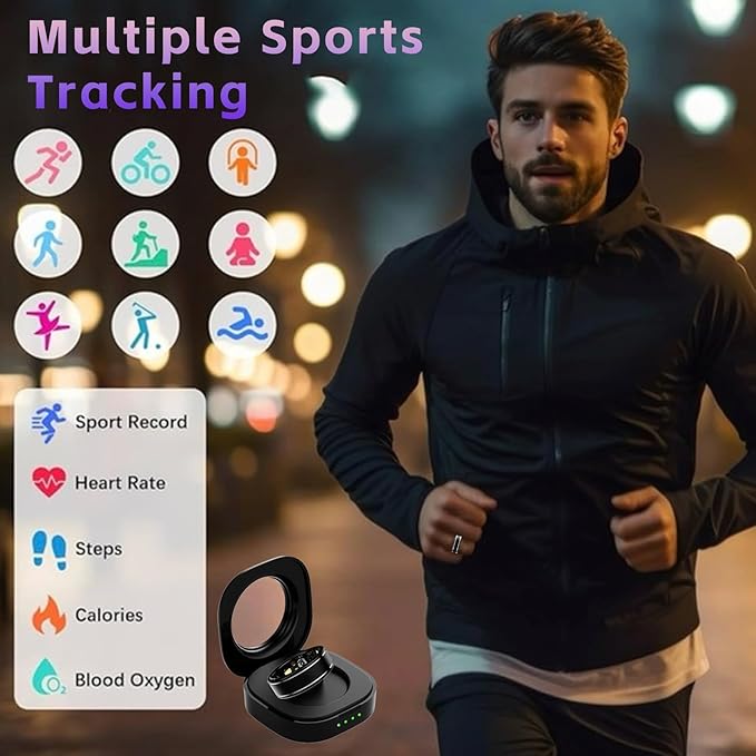 Smart Ring for Men Women – Fitness Tracker Ring with Heart Rate, SpO2, Blood Pressure, Sleep Monitoring, Step & Calorie Counter, No Subscription Fee, iOS & Android Compatible (Black, 13)