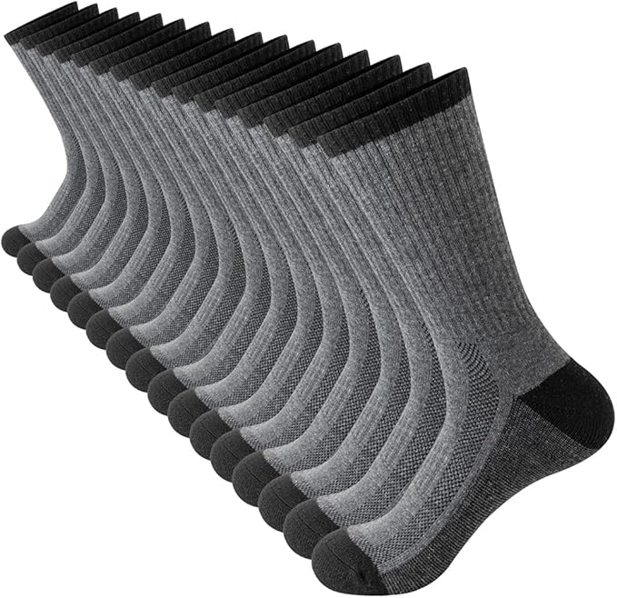 JOYNÉE 8 Pairs Mens Breathable Athletic Crew Socks Arch Support Cushioned Socks for Hiking Sports Running,Sock Size:10-13