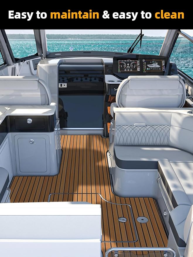 FOCEAN Boat Flooring EVA Foam Boat Decking Faux Teak Marine Flooring Boat Mat Boat Carpet Sheet for Motorboat RV Yacht Kayak Surfboard, 94.5"x 47.2"/35.4"/23.6"/15.7"